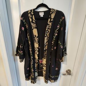 Yi Lin silk black kimono cardigan size large
